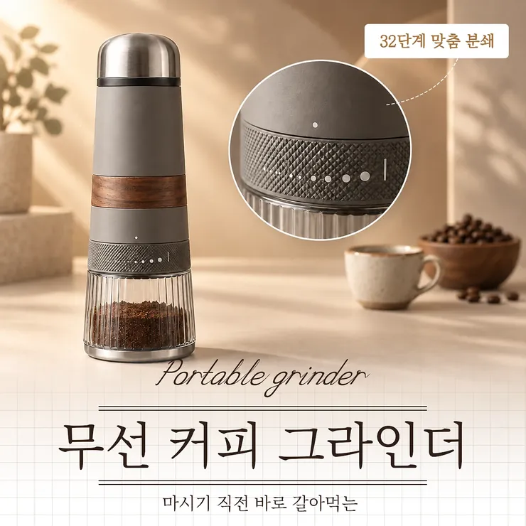 무선 커피 그라인더 광고 배너 예시입니다.